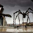 Seitenansicht des Guggenheim Museums mit dem Spider