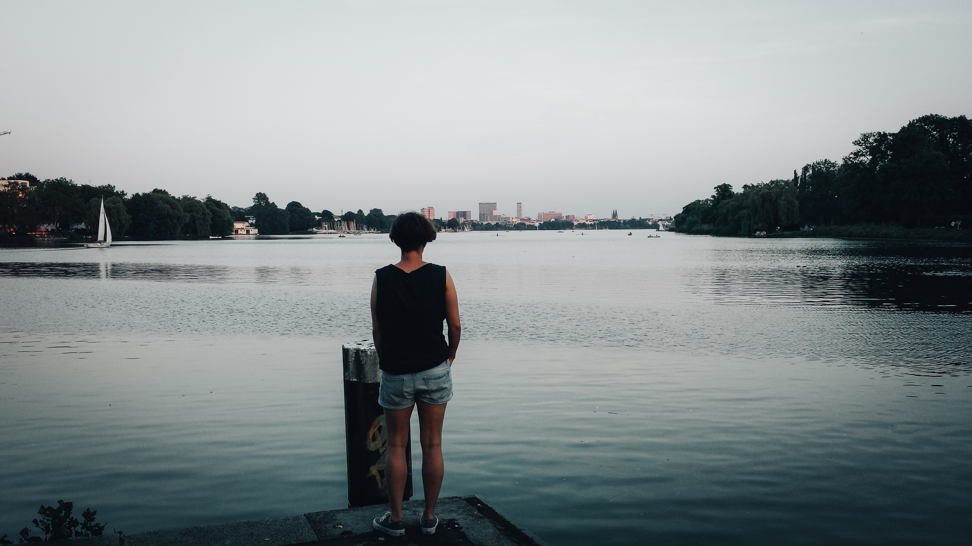 Selbstportrait an der Alster