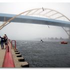 Selfie with bridge in fog