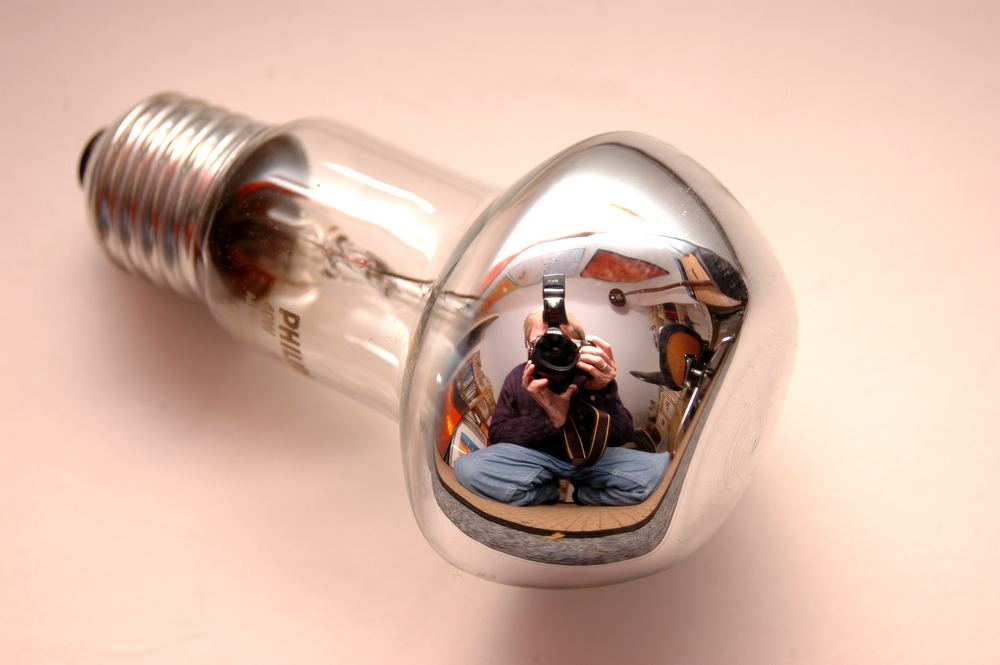 Selfportrait in a lightbulb