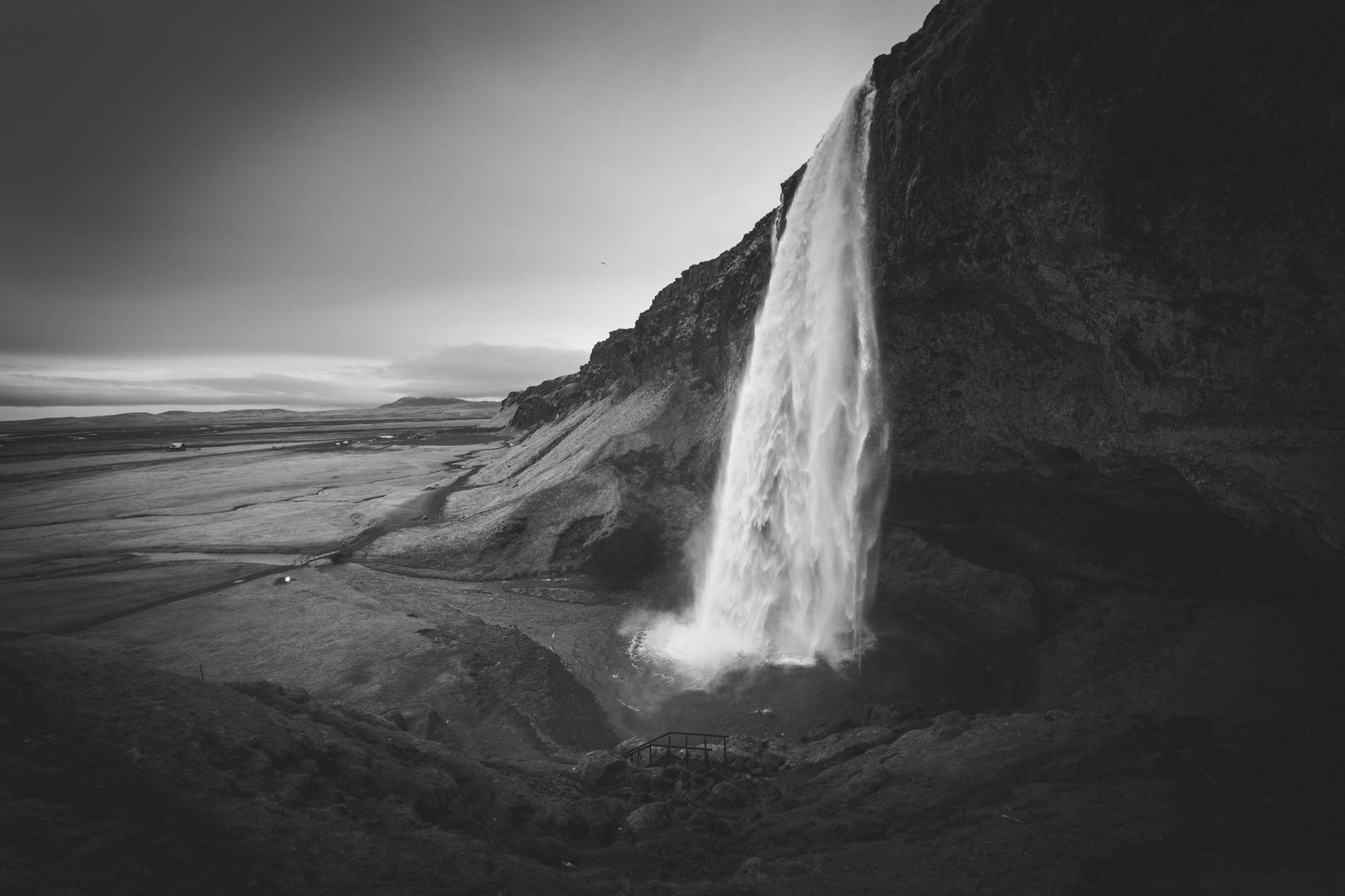 Seljalandsfoss Black and White Version