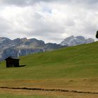 Sella-Gruppe und Wiesenlandschaft