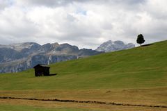 Sella-Gruppe und Wiesenlandschaft