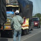 Selling lucky charms on the road