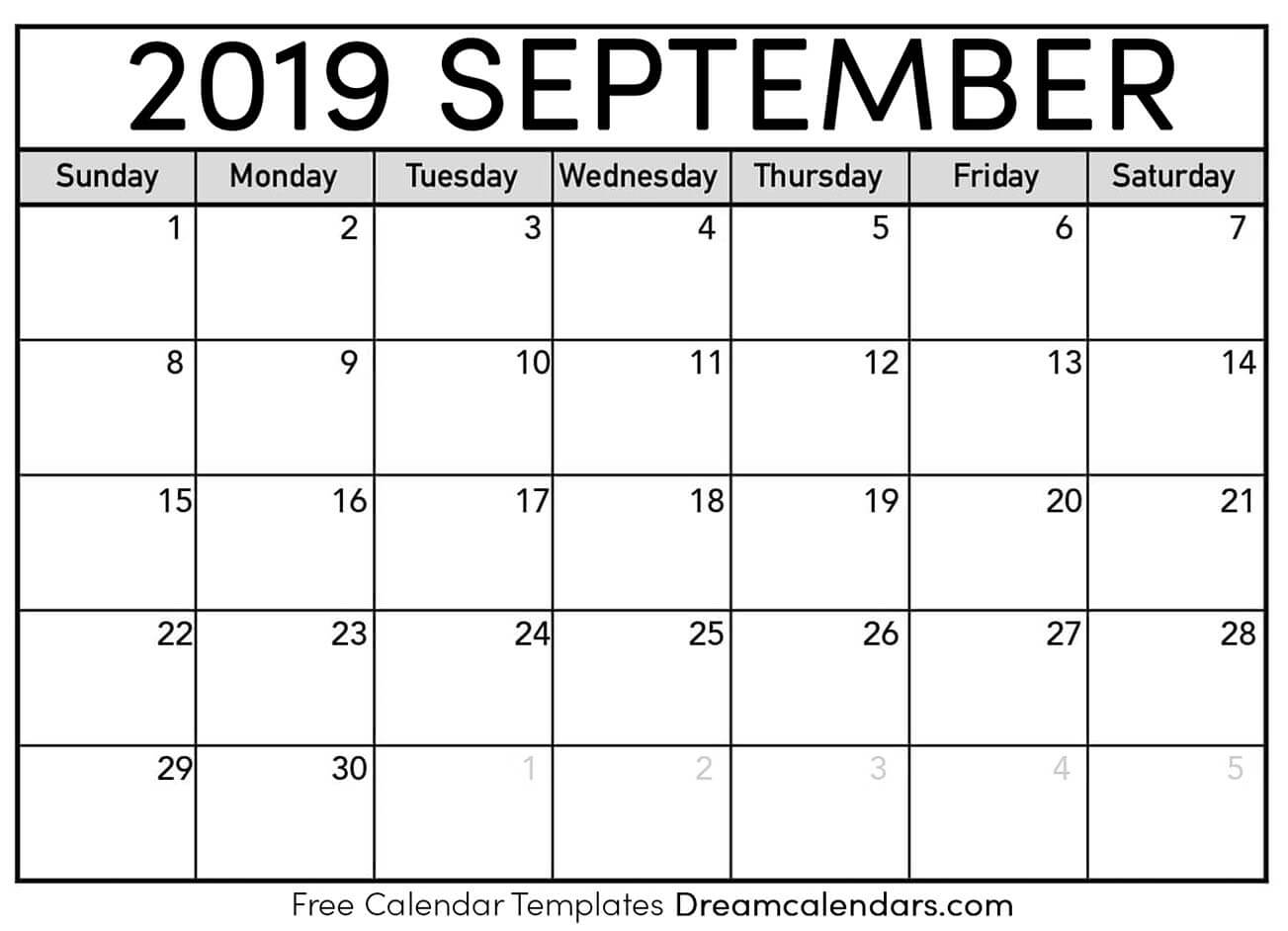 September 2019 Calendar