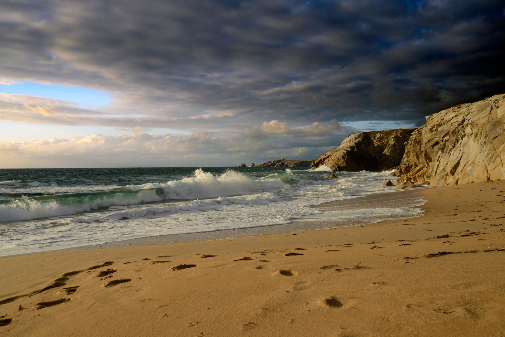 Setting sun on the beach