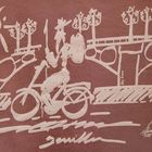 Sevilla: Don Quichote auf einem Fahrrad - Bild auf einem Tuch