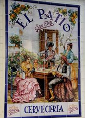 Sevilla: Keramikbild eines Restaurantes - Bodega El Patio