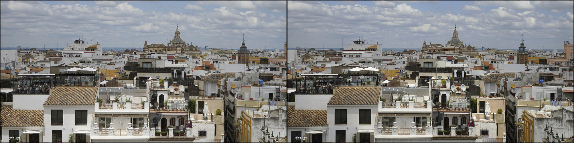 Sevilla Stadt - Spanien - 3D Kreuzblick