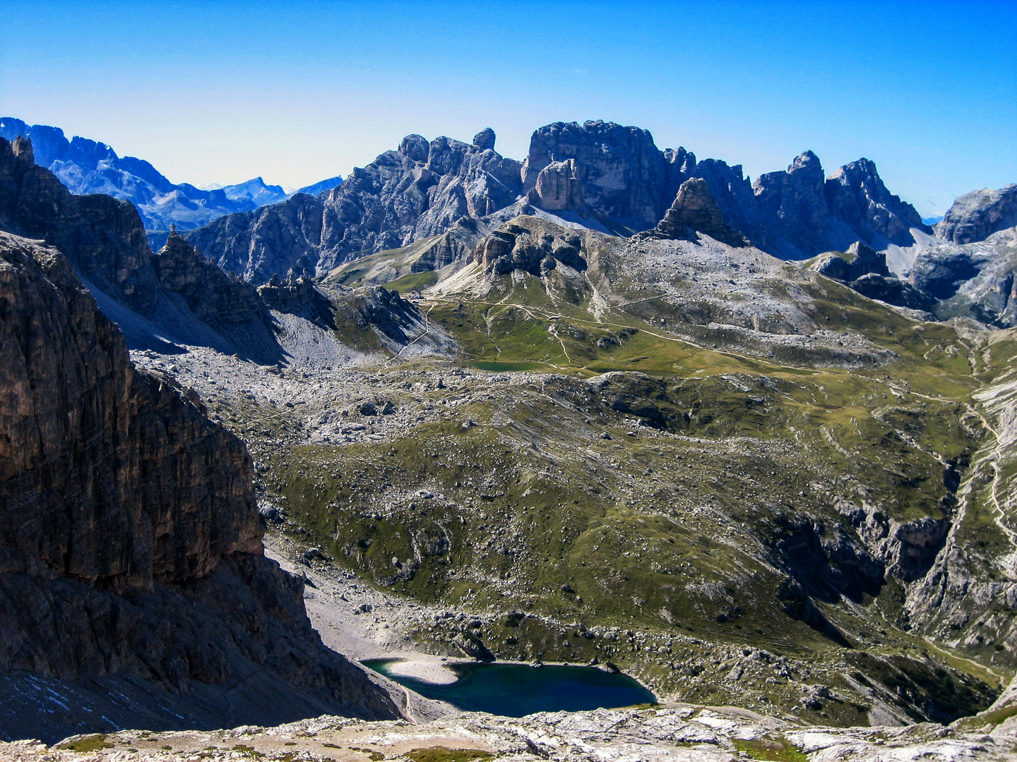 Sextener Dolomiten Blick vom Büllelejoch auf Bödenalpe