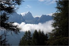 Sextener  Dolomiten im Morgennebel vom Helm aus