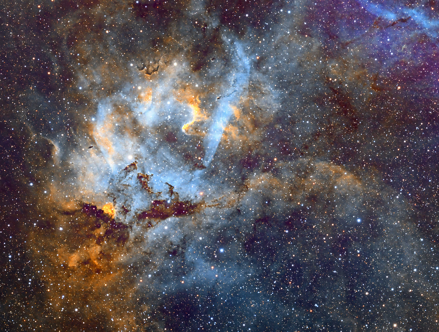 SH2-132 (Zentrum) in HSO with stars in RGB