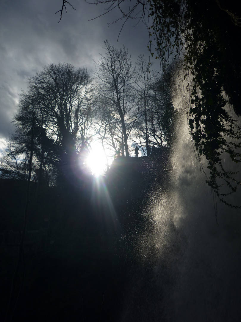 Shadow up to the waterfall