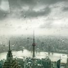 Shanghai an einem Regentag aus 520 m Höhe