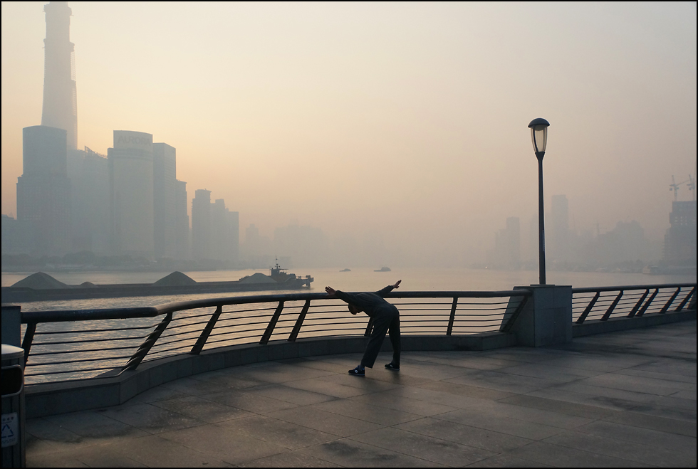 Shanghai Frühsport am Bund 2