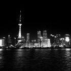 Shanghai Skyline in black and light