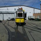 SHB Triebwagen 276 vor dem Straßenbahn Museum Zuffenhausen