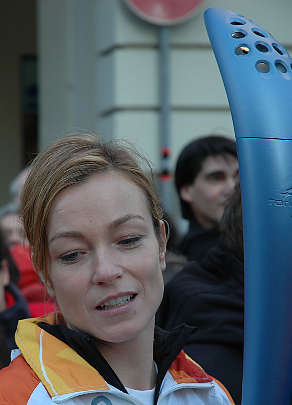 she carried the Olympic Flame in Torino