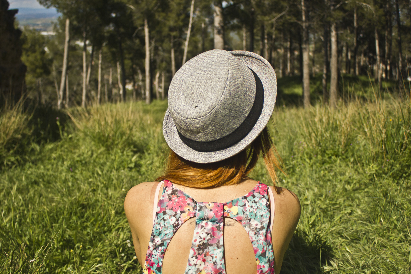 she is alone in the forest