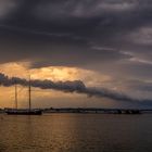 Shelfcloud trifft Sonnenuntergang