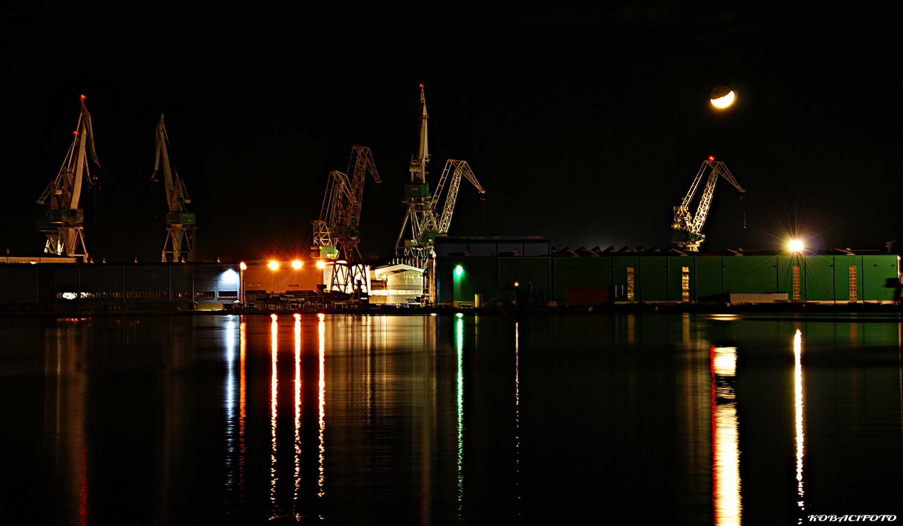 Shipyard at night