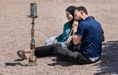 Shisha rauchen an der Beach