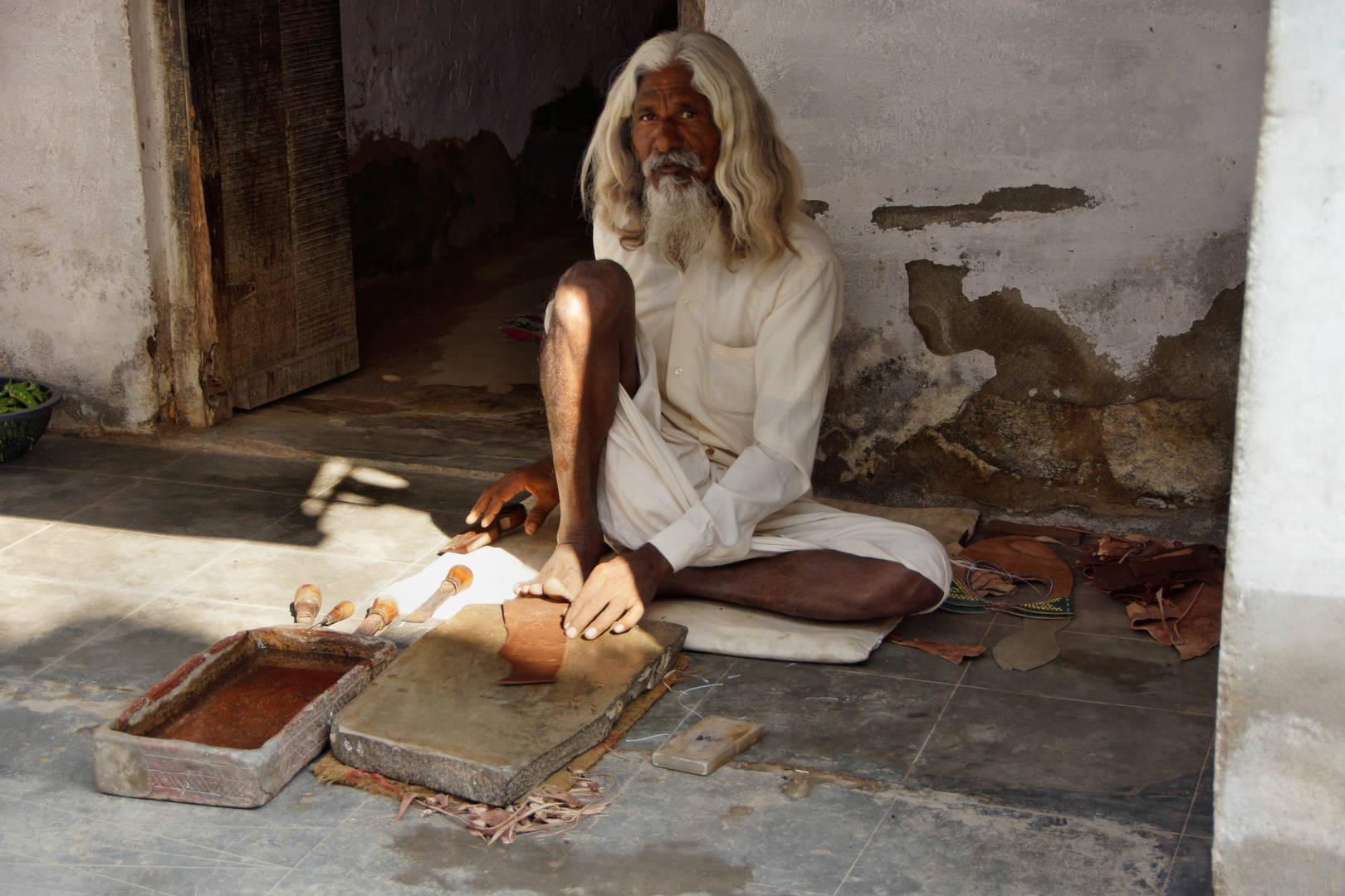 Shoemaker in Narlai, India