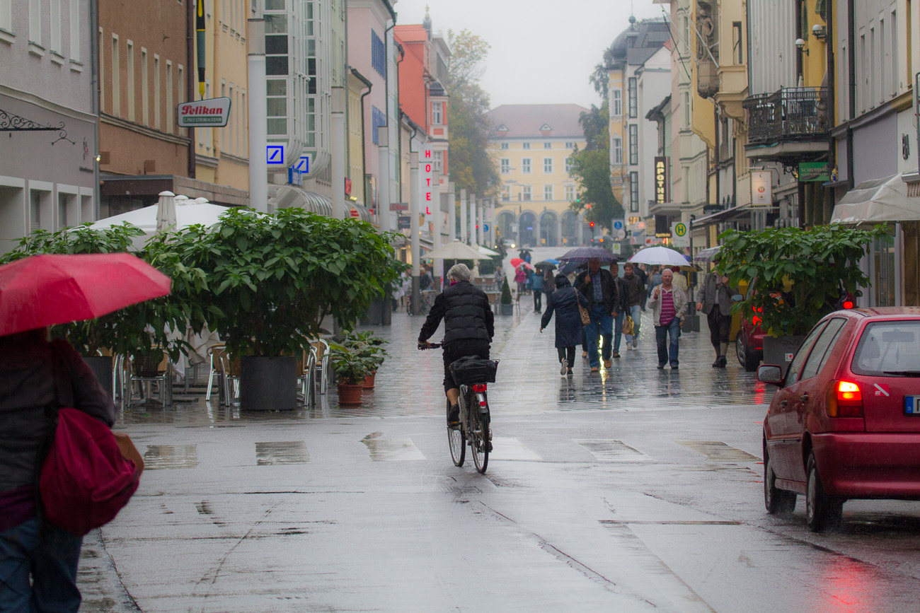 Shopping im Regen