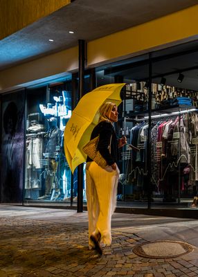 Shopping in the rain.