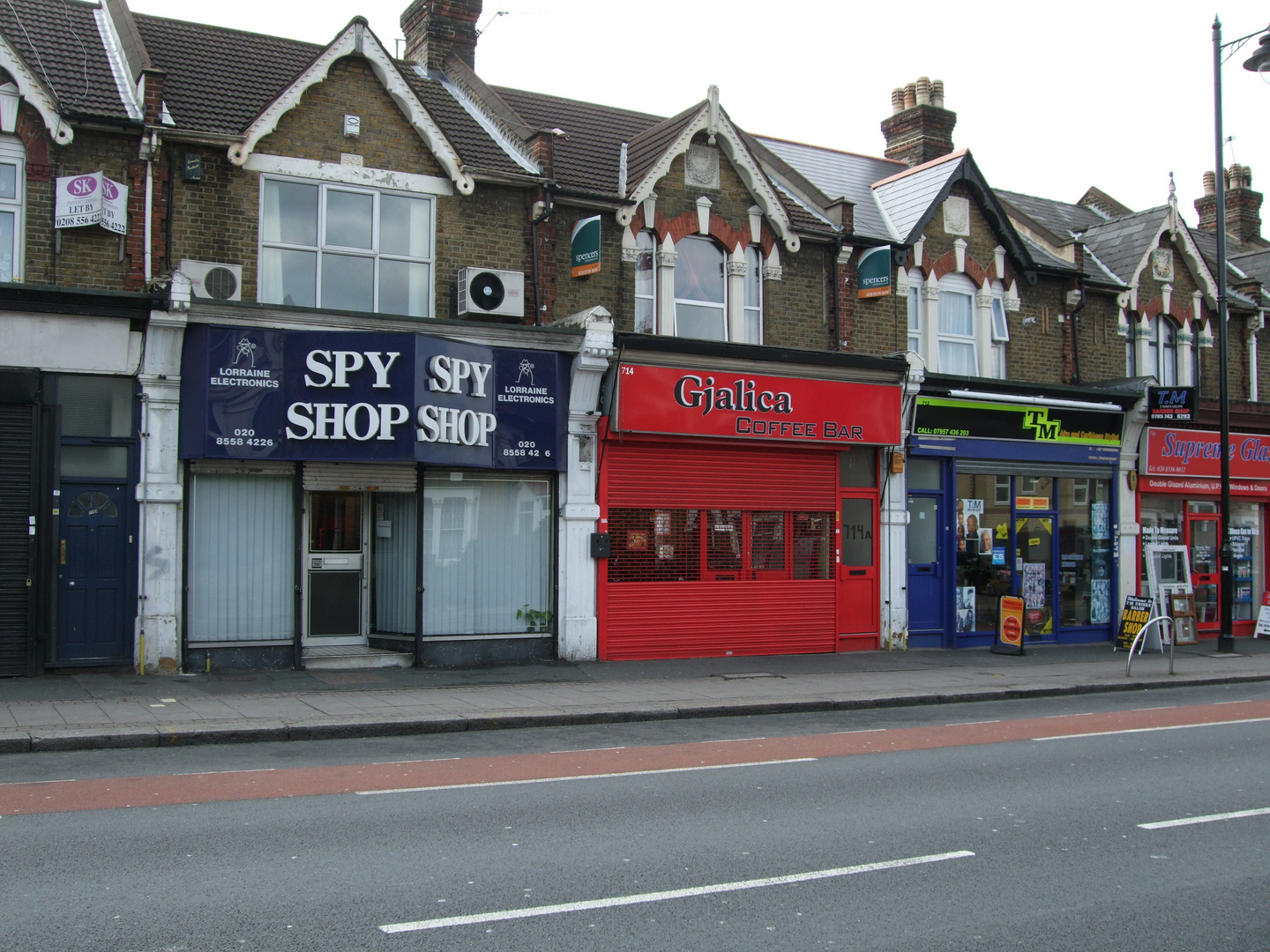 Shops red & blue