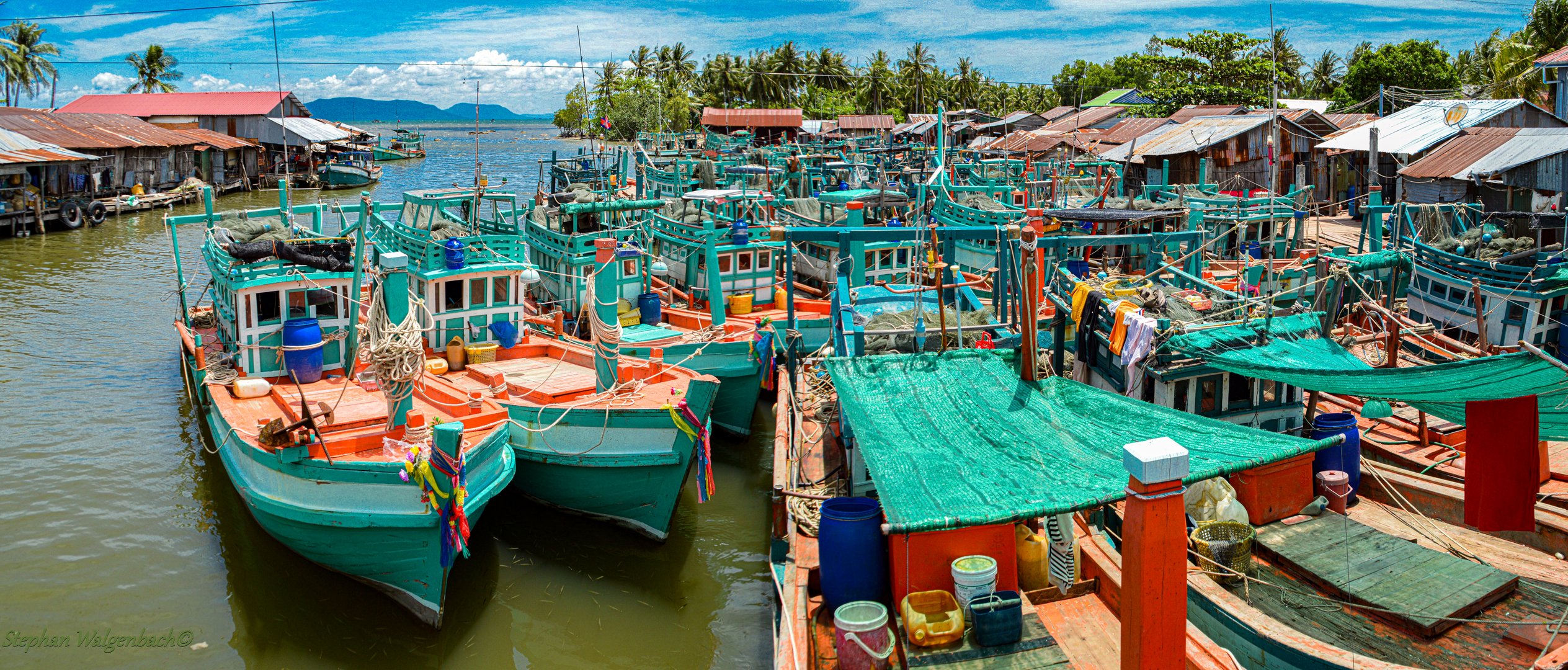 Shrimp Fisher  Panorama Kambodscha Kdat Bridge