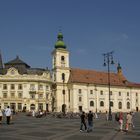 Sibiu - Großer - Ring mit Rathaus und Kath. Garnisonskirche