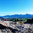 Sicht auf die Alpen von der Burgruine Eisenberg aus