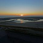 Sicht auf die Veränderungen der vorgelagerten Borkumer Sandbank während des Sonnenunterganges