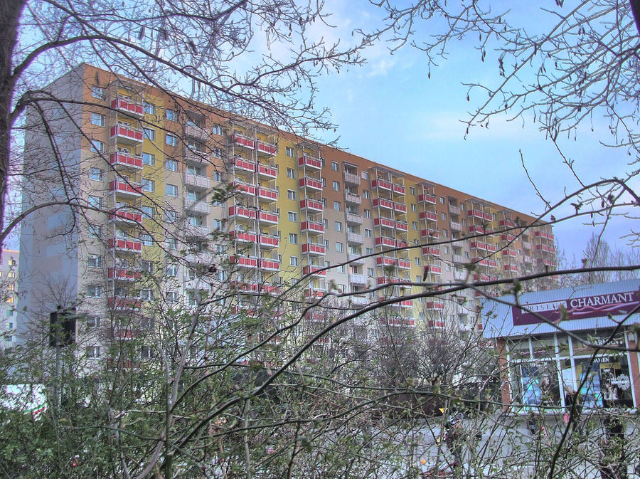 Sicht vom Studentenwohnheim auf Lößnig "Neubaublocks"