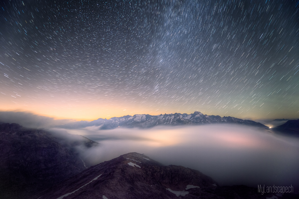 * Sidelhorn: Polaris über dem Grimselpass *