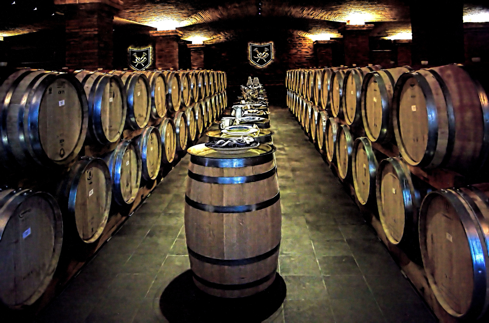 sieben Fässer Wein Weingut La Motte in Franschhoek, Südafrika Foto