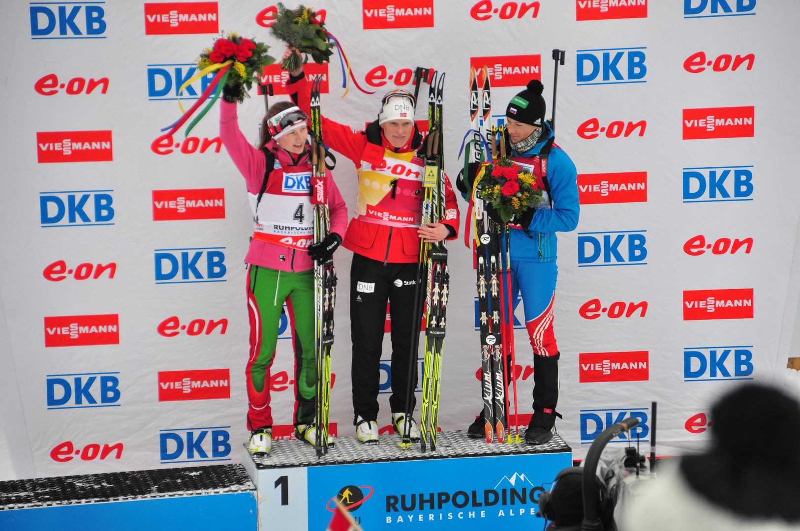 Siegerehrung Massenstart Biathlon