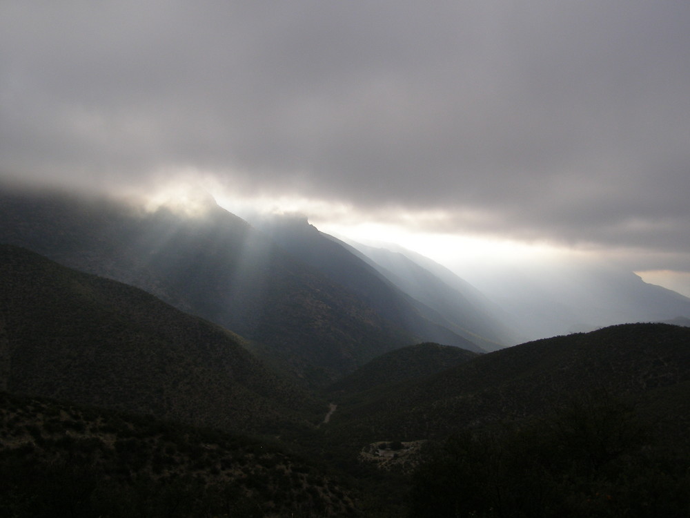 Sierra Gorda with incoming sun