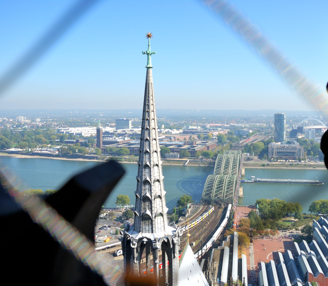 Sight at east coast of Rhine from top of the Cologne Cathedral.