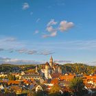 Sigmaringen : Blick über die Altstadt, Stadtpfarrkirche St. Johann und Schloß. Herbst 2013.