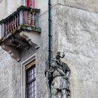 Sigmaringen Schloss - Skulptur an der nördlichen Schlossecke Richtung Donau