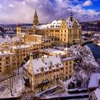 Sigmaringer Schloss im Winter - Terrassenblick von oben