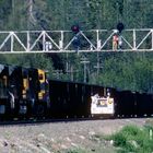 Signalreparatur in "Wild West" am Donnerpass, man beachte den Arbeiter auf der Signalbrücke !