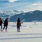 Sihlsee #2 - Schlittschuhspass vor imposanter Bergkulisse auf dem Natureisfeld