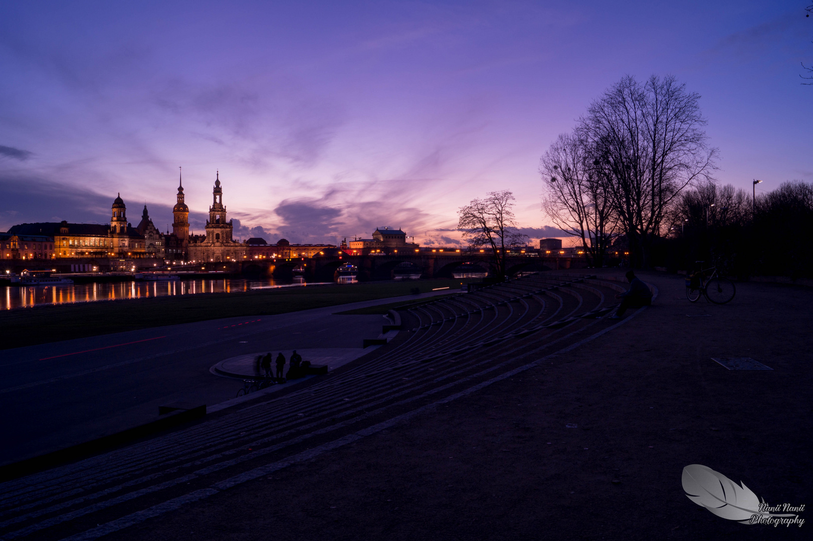 Silhouette Dresden bei Sonnenuntergang