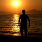 Silhouette im Sonnenuntergang auf der Insel Kos