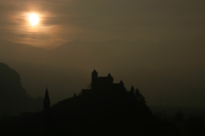 Silhouette of Gutenberg Castle