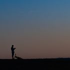 Silhouette Radfahrer beim Sonnenuntergang