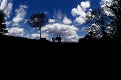 Silhouette von einem Liebespaar am Bogenberg